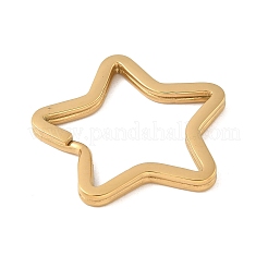 304ステンレススチール製スプリットキーリング、手磨き仕上げ  スター  ゴールドカラー  33x35x3mm  穴：28.5x29.5mm&nbsp;STAS-D144-01A-G