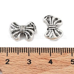 チベットスタイルの合金ビーズ  蝶結び  アンティークシルバー  9.5x13x4.5mm  穴：1.5mm  384個/ 500g&nbsp;PALLOY-H134-03AS