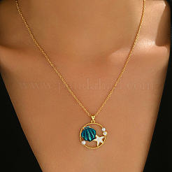 Bohemian Ocean Brass Enamel with Imitaiton Pearl Ring with Starfish and Shell Pendant Necklaces for Women&nbsp;QC9894