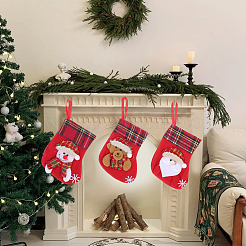 12Pcs 4 Styles Cloth Christmas Stocking Gift Bag Pendant Decoration&nbsp;FIND-SP0020-60C
