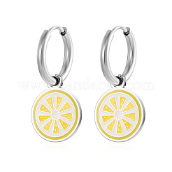 Stainless Steel Lemon Hoop Earrings&nbsp;EU6572-1