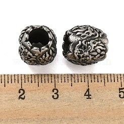 バレル 304 ステンレススチール ヨーロピアンビーズ  大穴ビーズ  アンティークシルバー  12.5x12.5mm  穴：6mm&nbsp;STAS-E214-07AS
