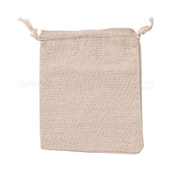 コットンラッピングポーチ巾着袋  小麦  15x12cm&nbsp;X-ABAG-R011-12x15