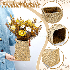4Pcs 4 Colors Straw Wickerwork Flower Baskets&nbsp;AJEW-WA0004-20