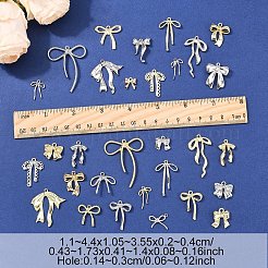15本15スタイルアロイペンダント  蝶結び  ゴールドカラー  11~44x10.5~35.5x2~4mm  穴：1.4~3mm  1個/スタイル&nbsp;FIND-YW0008-04A