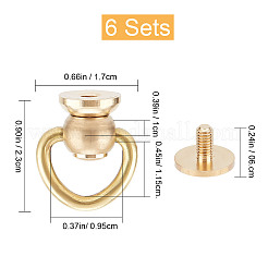 6Pcs Brass 360 Degree Rotate Ball Post D Ring Screwback Rivets&nbsp;KK-GF0001-13