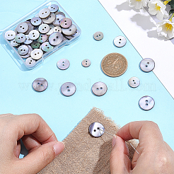80個 5スタイル 2穴シェルボタン  フラットラウンド  ミックスカラー  9~15x1~1.5mm  穴：1.5~2mm  16個/スタイル&nbsp;BUTT-ME0001-44