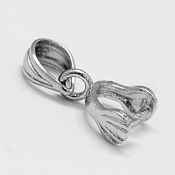 変色防止ロジウムメッキスターリングシルバーペンダントベイル925個  アイスピック＆ピンチベイル  プラチナ  13mm  穴：3.5x5mm  ピン：0.8mm&nbsp;STER-A102-001P
