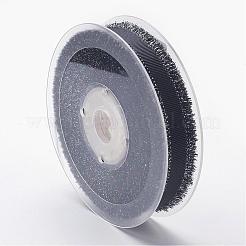 ポリエステルの擦り切れたグログランリボン  フリンジタッセル付き  ブラック  5/8インチ（16mm）  約100ヤード/ロール（91.44メートル/ロール）&nbsp;ORIB-G004-16mm-05