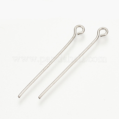 変色しにくい304ステンレススチール製アイピン  ステンレス鋼色  40x0.7mm  穴：2mm&nbsp;STAS-S076-74-40mm