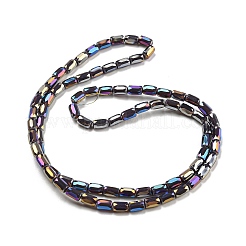 ガラスビーズ連売り  ABカラーメッキ  ファセット列  ブラック  6x4mm  穴：0.8mm  約80個/連  20.08''~20.47''（51~52センチメートル）&nbsp;X-EGLA-P052-03C-02