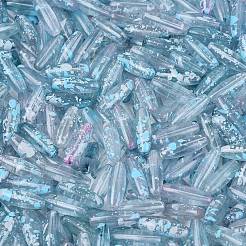 ピカソの透明ガラスシードビーズ  丸い穴  オーバル  ライトブルー  12.5~13x4~4.5mm  穴：0.9~1mm  約1360個/ポンド&nbsp;SEED-N012-11J