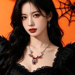 ハロウィン ゴシック 亜鉛合金ペンダントネックレス  プラチナ  血痕のついた鹿の角  18.90インチ（48cm）&nbsp;QF2193-1