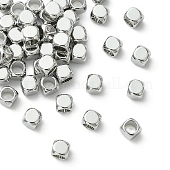 シェグレイスの真鍮ビーズ  カドミウムフリー＆ニッケルフリー＆鉛フリー  キューブ  プラチナメッキ  4x4x4mm  穴：2.5mm&nbsp;XGRPCN543-227P