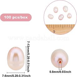 天然養殖淡水パールビーズ連売り  オーバル  ロージーブラウン  7~13x7~8mm  穴：0.8mm  100個/箱&nbsp;PEAR-FH0001-01