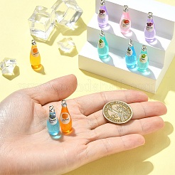 10本5色透明レジンペンダント  白金鉄パーツ  模造カクテル  ミックスカラー  33x11x11mm  穴：2mm  2個/カラー&nbsp;RESI-YW0005-28