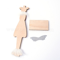 天然バスウッドディスプレイ装飾  天使  レッド  完成品：230x70x45mm&nbsp;WOOD-WH0115-40