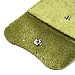 ベルベットのジュエリーポーチ  スナップボタン付きジュエリーギフトバッグ  リング、ネックレス、イヤリング、ブレスレットの保管用  長方形  黄緑  11.9x11x0.2cm&nbsp;ABAG-K001-01D-06