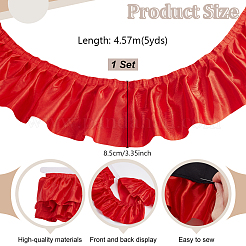 プリーツサテンリボン  洋服アクセサリー用  レッド  3-3/8インチ（85mm）  約5ヤード（4.57m）/セット&nbsp;SRIB-GA0001-20A