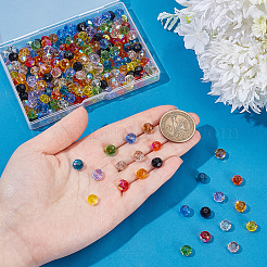 12色電気メッキ透明ガラスビーズ240個。  ロンデル  多面カット  ABカラー  ミックスカラー  8mm  20個/カラー&nbsp;GLAA-PH0004-64