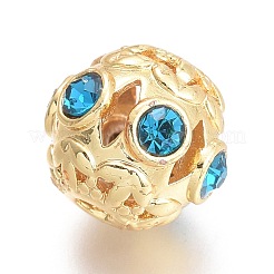 Brass Micro Pave Cubic Zirconia Beads&nbsp;KK-P187-22-G