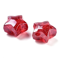 UVメッキアクリル製ヨーロピアン大穴ビーズ  クリスマステーマ  グリッターパウダー  スター  ミックスカラー  21x22x13mm  穴：4mm&nbsp;OACR-S142-02