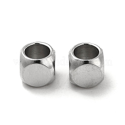 変色しない201ステンレススチールキューブビーズ  ステンレス鋼色  4x4x4mm  穴：2.8mm&nbsp;STAS-P319-11A-P