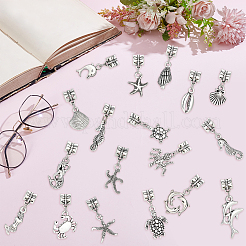 20ピースアロイヨーロピアンダングルチャーム  混合図形  アンティークシルバー＆プラチナ  21~23mm&nbsp;PALLOY-BM00019
