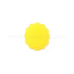 不透明なエンボスプリントアクリルパーツ  花とオーバル  きいろ  39.5x35x2.5mm  穴：1.5mm&nbsp;MACR-CJC0003-10C