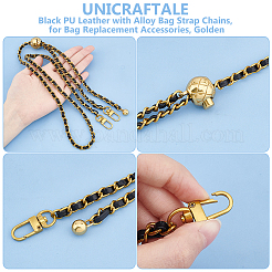 Black PU Leather with Alloy Bag Strap Chains&nbsp;AJEW-WH0515-79G