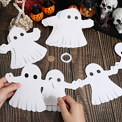紙バナー12個  ハロウィンパーティーの装飾  ゴースト  ホワイト  150x163x0.2mm&nbsp;AJEW-WH20020-005