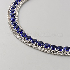 女性用合金ラインストーンネックレス＆イヤリング＆ブレスレットセット  銀  295mm&nbsp;AJEW-WH0455-56