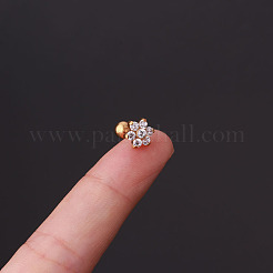 316l サージカルステンレス マイクロパヴェ クリア キュービックジルコニア 軟骨ピアス  ゴールドカラー  花  6mm  ピン：0.8mm&nbsp;WG35966-08