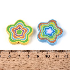 不透明なアクリルエナメルビーズ  花  ミックスカラー  28.5~29x28.5~29x6~6.5mm  穴：2.5~3mm&nbsp;SACR-T035-34M