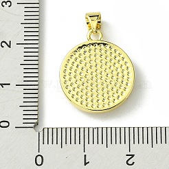 ラックメッキ真鍮パヴェ天然シェルペンダント  フラットラウンドのチャーム  長持ちメッキ  18KGP本金メッキ  カドミウムフリー＆鉛フリー  19.5x17x4mm  穴：5x3mm&nbsp;KK-A204-01B-01G