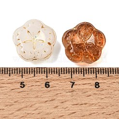 塗装された透明なガラスビーズ  ゴールドライン入り  花  ミックスカラー  17.5x18x7.5mm  穴：1.4mm&nbsp;GL-CBA48E7-01