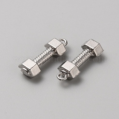 304ステンレスペンダント  ダンベルチャーム  ステンレス鋼色  22x7.5x5mm  穴：1.4mm&nbsp;FIND-WH0161-51P