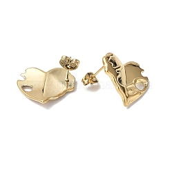 イオンプレーティング（IP）304ステンレススチール製ハートスタッドピアス（女性用）  18KGP本金メッキ  20x19mm  ピン：0.7mm&nbsp;EJEW-F300-03G