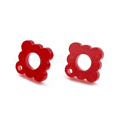 アクリルスタッドピアスの発見  金箔の花  レッド  15x15.5x2mm  穴：1.6mm  ピン：0.7mm&nbsp;FIND-B003-01C