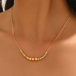 Brass Matte Round Graduated Beaded Necklaces for Women&nbsp;WB0357
