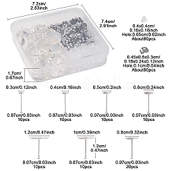 304ステンレススチールスタッドピアス金具  フラットラウンド  ステンレススチール製フリクションナットとプラスチック製イヤーナット  ステンレス鋼色  3~12x0.3mm  ピン：0.7mm&nbsp;FIND-FS0003-76