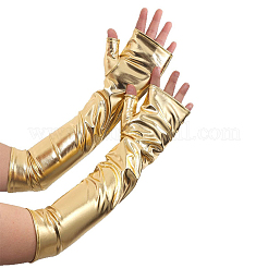 ポリエステル製ロング指なし手袋  女性用コスチュームコスプレ用メタリックグローブ  ゴールド  415x110x1.5mm&nbsp;AJEW-WH20018-117C