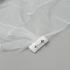 ポリエステル製レディチュールブライダルショール  プラスチック製の模造パールビーズ付き  ホワイト  3000x1600x0.1mm&nbsp;AJEW-WH0752-162