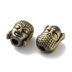 チベットスタイルのブラスビーズ  カドミウムフリー＆鉛フリー  仏頭  アンティークブロンズ  8.5x7x7mm  穴：2mm&nbsp;KK-M284-58AB