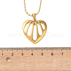 304 Stainless Steel & Natural White Shell Hollow Heart Pendant Necklaces for Women&nbsp;SA-CBAD22F-06G