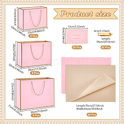 20Pcs 3 Styles Paper Gift Tote Bags with Polyester Gold Ribbon&nbsp;ABAG-WA0001-36A