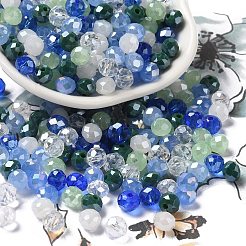 ガラスビーズ  多面カット  ロンデル  ライトブルー  6x5mm  穴：1mm  約2360個/500g&nbsp;EGLA-A034-LM6mm-09