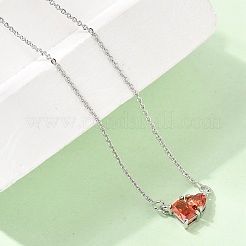 Brass Pave Cubic Zirconia Rectangle and Heart Pendant Cable Chain Necklaces&nbsp;KK-CBAB173-04P-11
