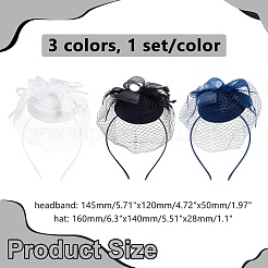 メッシュベールヘアバンド3色3セット  女性用布製＆羽毛製ファシネーターハット ハロウィンコスチューム パーティーアクセサリー  ミックスカラー  145x120x4.5mm  1セット/色&nbsp;MRMJ-WR0001-05