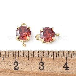 Brass Pave Cubic Zirconia Connector Charms&nbsp;KK-F892-53G-09